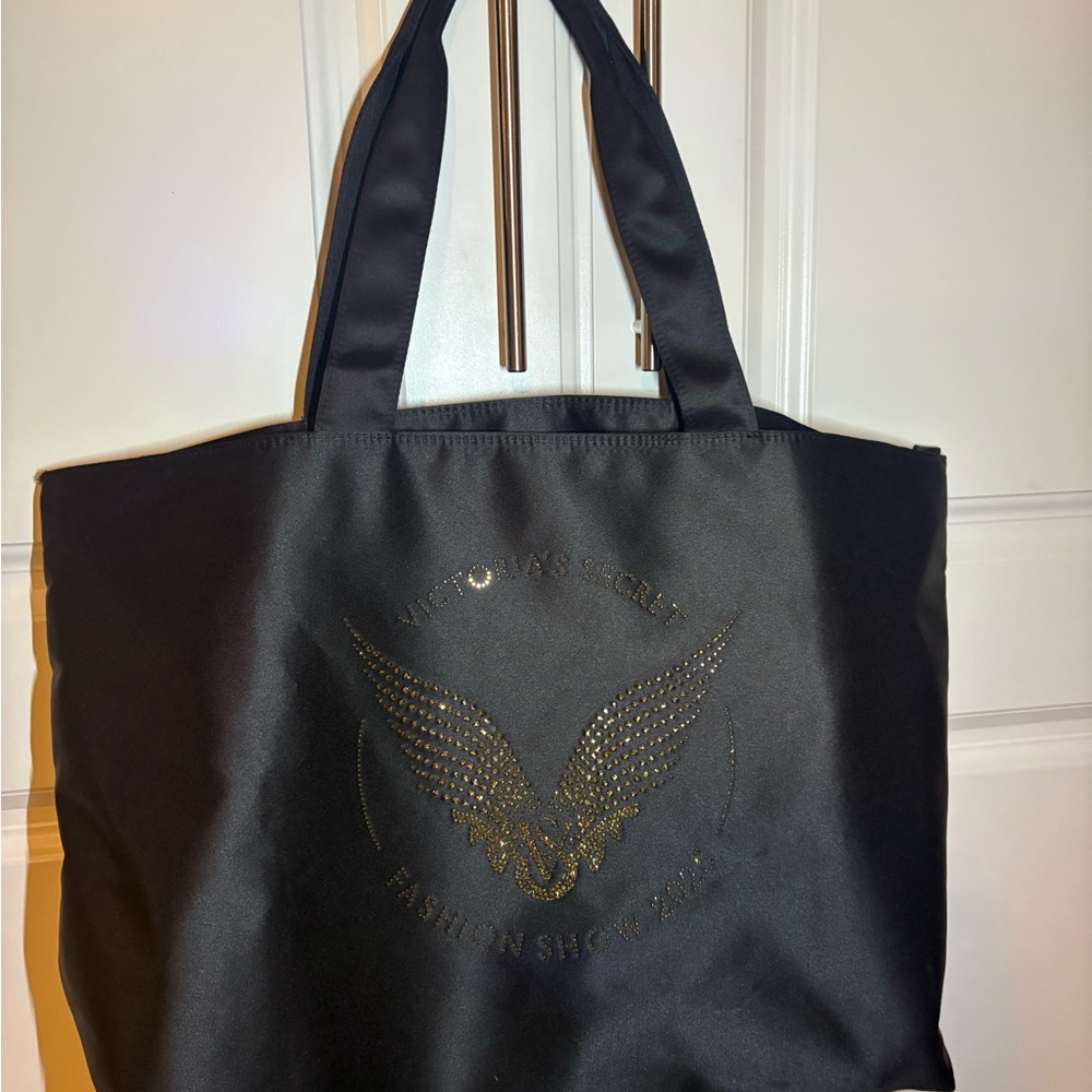 Victoria's Secret Black Tote with Gold Wing Logo